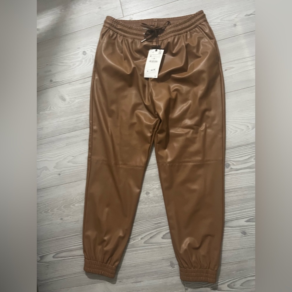 Zara brown faux jogger pants